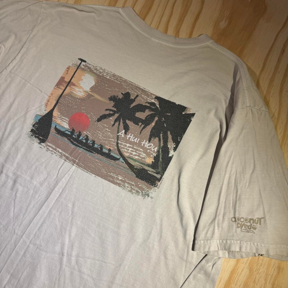 Crazy Shirts Mens Beige Coconut Dyed Hawaii Graphic T-Shirt A Hui Hou L